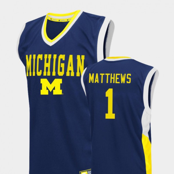 Michigan Wolverines #1 Men's Charles Matthews Jersey Blue College Basketball Fadeaway Official